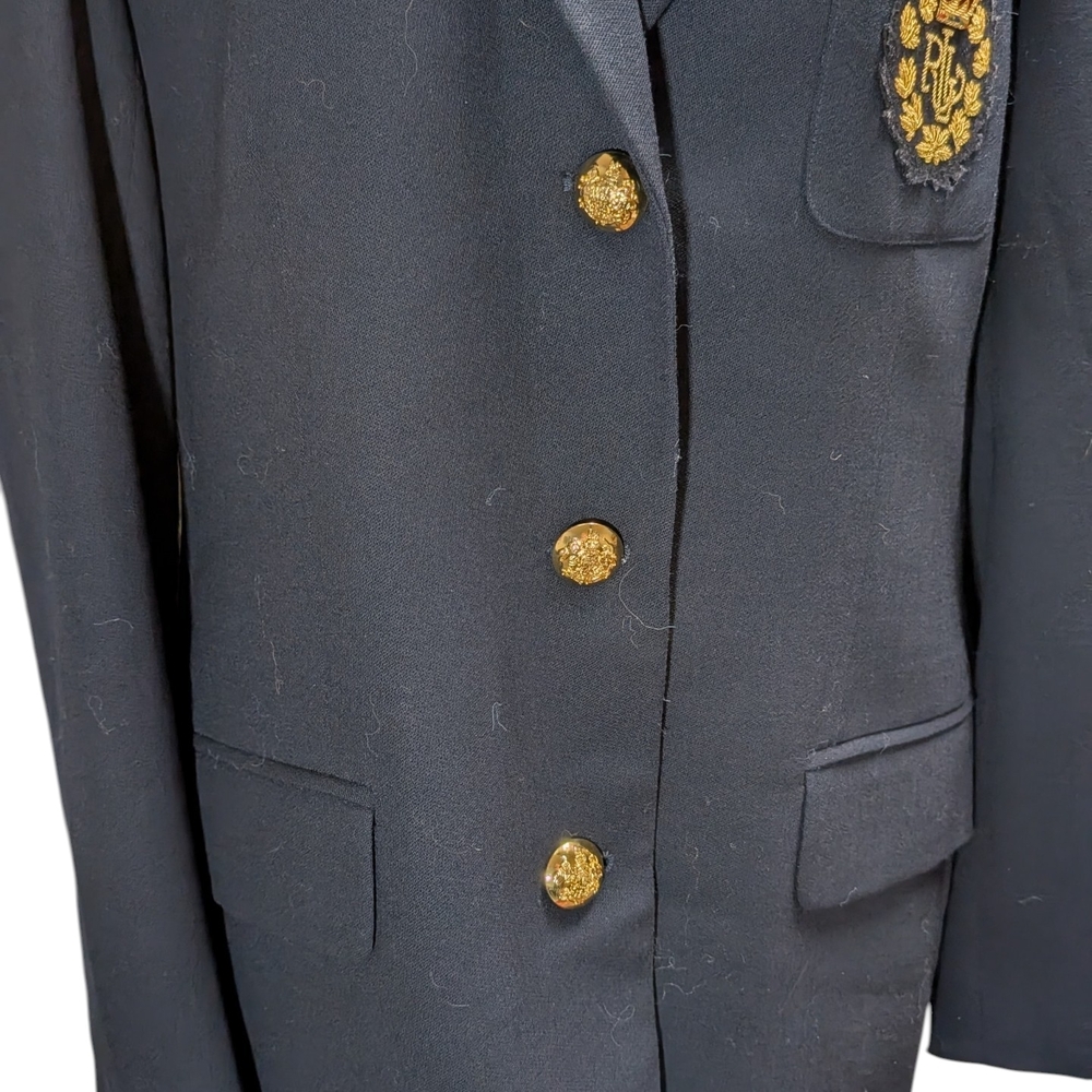 100% Pure New Wool Ralph Lauren Dark Blue Blazer with Gold Buttons - Picture 6 of 12